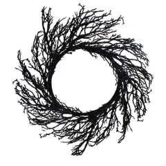 24" Black Halloween Twig Wreath