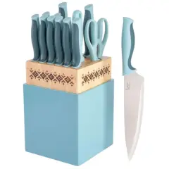 Spice by Tia Mowry Savory Saffron Blue 14 Piece Cutlery Set