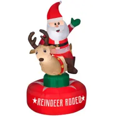 4ft. Animated Airblown&reg; Inflatable Santa & Reindeer Rodeo Scene