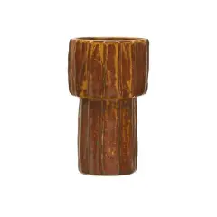 Hello Honey&reg; Bloomingville 6.5" Brown Modern Pleated Stoneware Vase