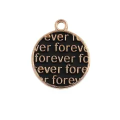 John Bead Sweet & Petite Black Round with Words Charms, 10ct.