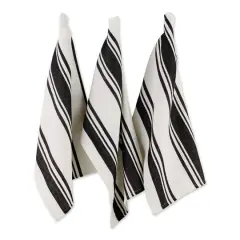 DII&reg; Black Chef Stripe Dish Towels, 3ct.