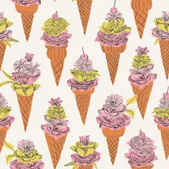 By Dylan M Orange Floral Ice Cream Peel & Stick Wallpaper