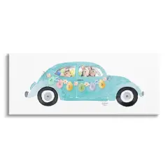 Stupell Industries Decorated Easter Car Bunnies Floral Pattern Banner Canvas Wall Art