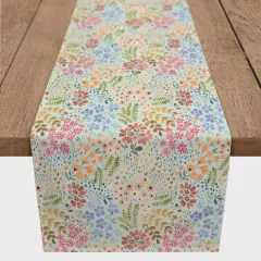 72" Wild Flower Floral Cotton Twill Table Runner Blue