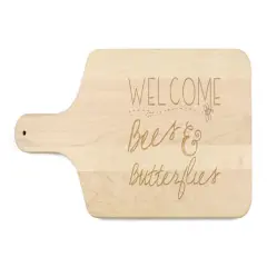 Welcome Bees & Butterflies Maple Paddle Cutting Board
