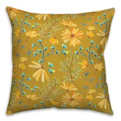 Flowers & Foliage Throw Pillow Chartreuse