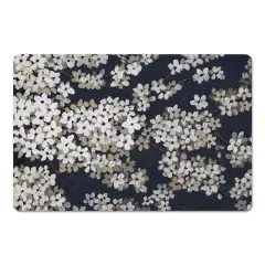 Navy & White Blossoms Floor Mat
