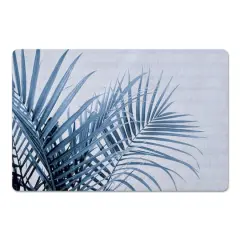 Striped Blue Palms Floor Mat