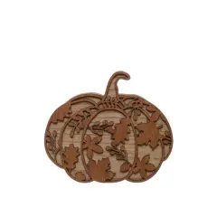 8" Brown Leaf Carved Pumpkin Tabletop D&eacute;cor by Ashland&reg;