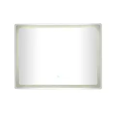 Clear Glass Modern LED Mirror, 39" x 1" x 30"
