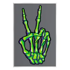 Stupell Industries Green Skeleton Peace Hand Wall Plaque Art