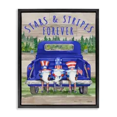 Stupell Industries Stars & Stripes Forever Americana Gnomes Floater Framed Art Black