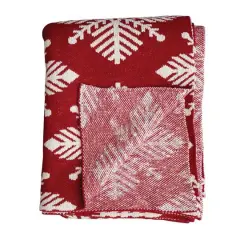 Hello Honey&reg; Red & White Snowflake Two-Sided Cotton Knit Slub Throw