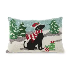 Glitzhome&reg; Hooked Christmas Dog Pillow