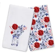 Mason Jar Patriotic Florals Tea Towel Set