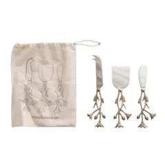 Hello Honey&reg; Stainless Steel & Brass Cheese Knives, 3ct.