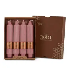 Root Candles 7" Unscented Grecian Collenette Taper Candles, 4ct. Dusty Rose