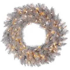 36" Warm White Dura-Lit&reg; LED Platinum Fir Wreath