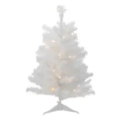 3ft. Pre-Lit White Pine Artificial Christmas Tree, Clear LED Lights