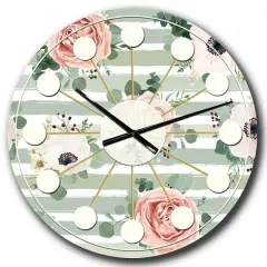 Designart 'Floral Retro Pattern Ii Mid-Century Modern Wall Clock