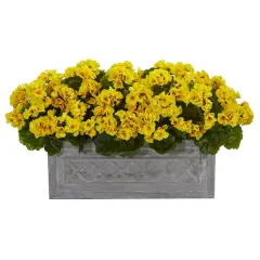 18&rdquo; Yellow Geranium in Stone Planter