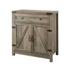 Walker Edison Gray Wash Farmhouse Barn Door Accent Cabinet