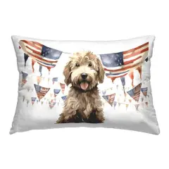 Stupell Industries Patriotic Pup with Flags Decorative Printed Throw Pillow