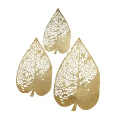Laser-Cut Gold Metal Leaf Wall D&eacute;cor Set