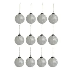 Hello Honey&reg; 4" White Round Mosaic Glass Ball Ornaments, 12ct.