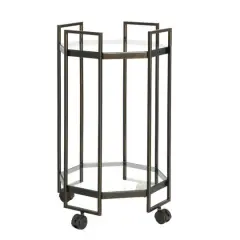 Hello Honey&reg; Octagon Black Metal Bar Cart