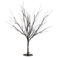 39" LED Lighted Black Halloween Twig Tree, Warm White Lights