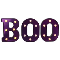 6.5" Lighted Black & Purple BOO Halloween Marquee Sign
