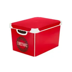 Simplify 15.4" Christmas Wreath 60 Ornament Storage Tote Bin