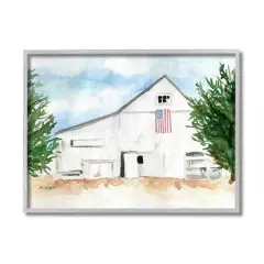 Stupell Industries American Barn Watercolor Gray Framed Wall Art