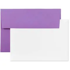JAM Paper 3.62" x 5.12" Blank Brite Hue Greeting Cards & Envelopes, 100ct. Violet