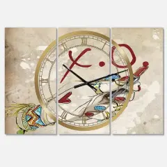 Designart 'Gypsy Hippy Hand Lipstick Xo Large Cottage Multipanel Wall Clock