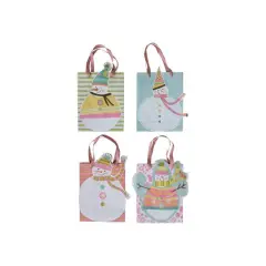 Hello Honey&reg; Printed Paper Snowman-Shaped Gift Bag Set