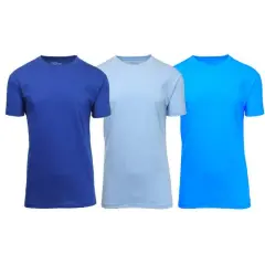 Galaxy By Harvic Crew Neck Men's T-Shirt 3 Pack Royal/Light Blue/Aqua