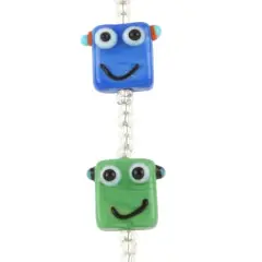 Multicolor Lampwork Glass Robot Beads by Bead Landing&trade;