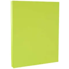 JAM Paper Brite Hue 8.5" x 11" 65lb. Cover Cardstock Pack, 50 Sheets Ultra Lime Green