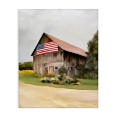 Stupell Industries Rural Americana Home Countryside Farm Flag Painting Canvas Wall Art
