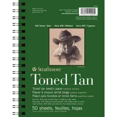Strathmore Toned Sketch Paper Pad, 400 Series, 50 Sheets, 5.5" x 8.5", Tan