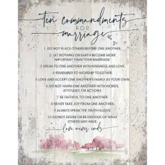 Ten Commandments For Marriage Wood Plaque