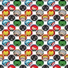 Marvel Kawaii Hex Grid Super Hero Cotton Fabric