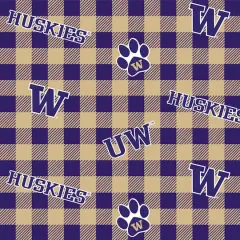 NCAA University of Washington Huskies Plaid Cotton Fabric