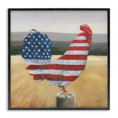 Stupell Industries American Flag Rooster Framed Giclee Art Black