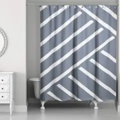 Herringbone Shower Curtain Slate