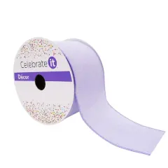 2.5" x 25ft. Faux Linen Wired Ribbon by Celebrate It&trade; D&eacute;cor Lavender