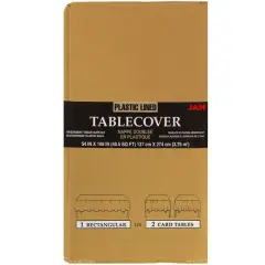 JAM Paper 108" Rectangular Plastic Lined Paper Table Cover Gold